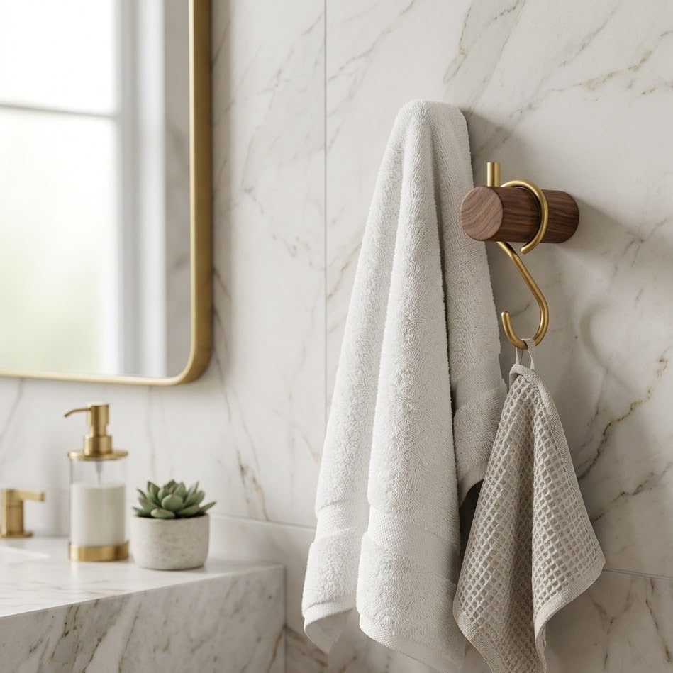Porte-serviette Bois Laiton