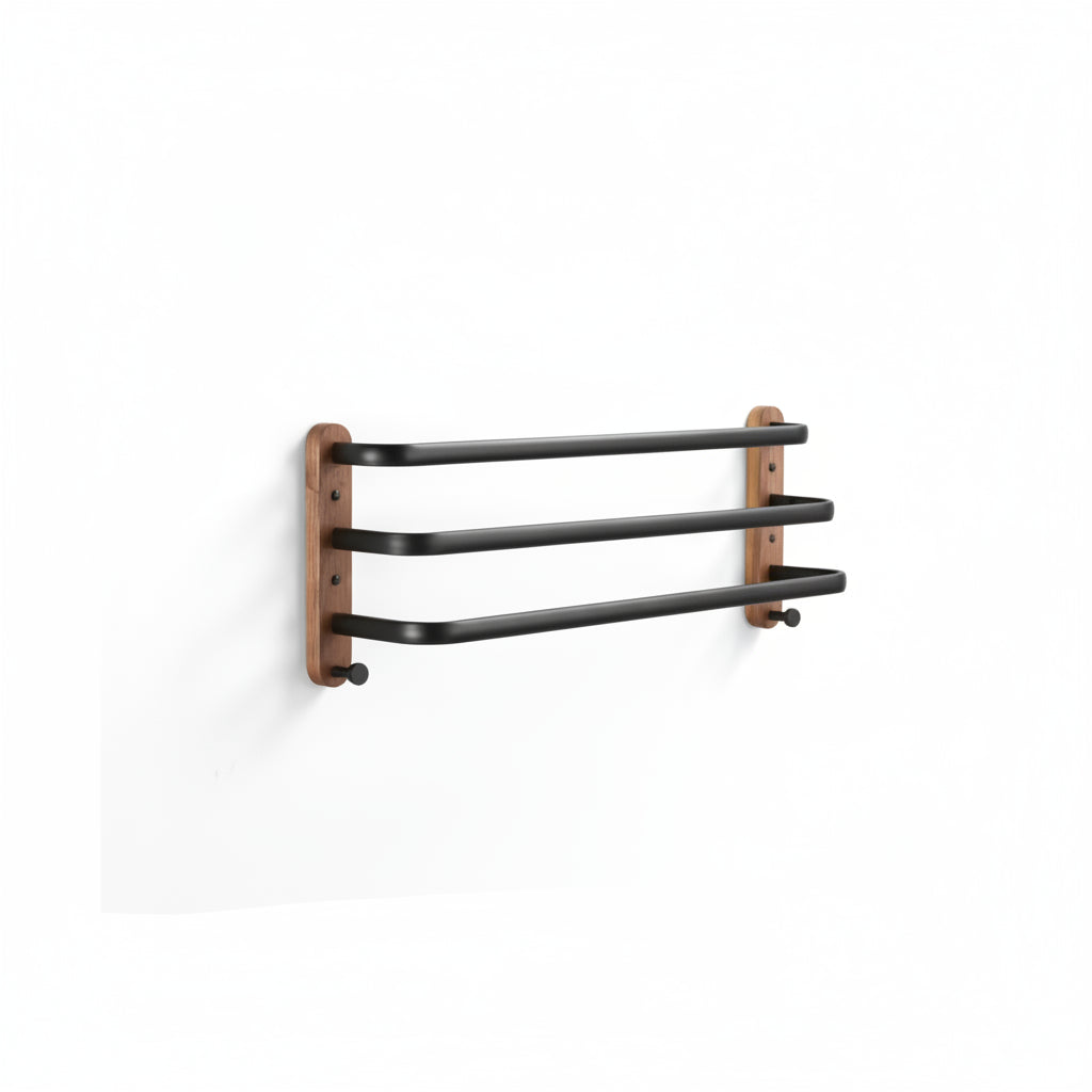 Porte-serviette Noir Et Bois - FOND-BLANC [STUDIO:FOND-BLANC]