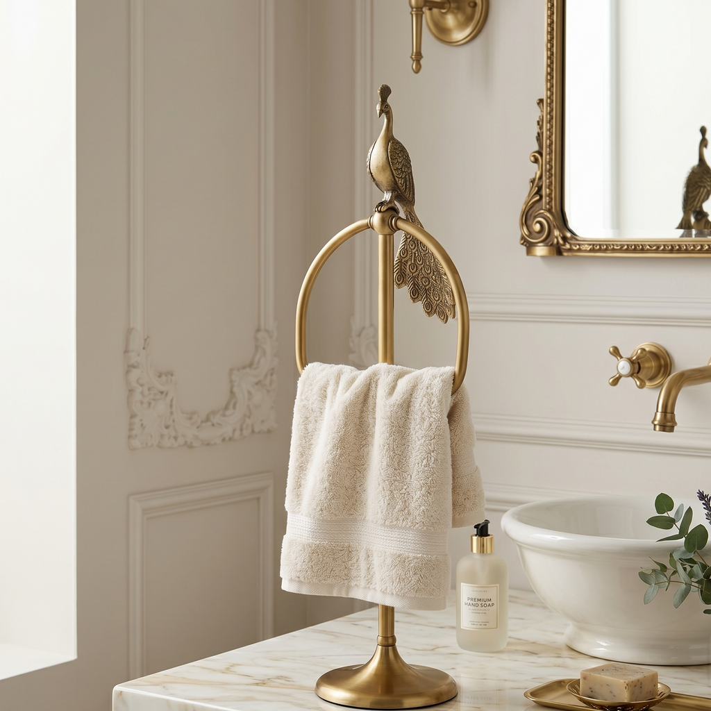 Porte-serviette Sur Pied Laiton