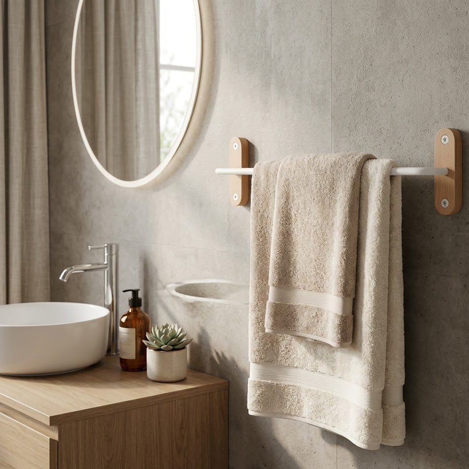 Porte-serviette Blanc Et Bois