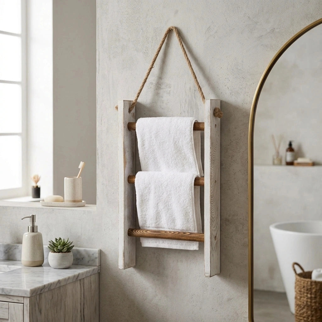Échelle Porte-serviette Bois Blanc 3