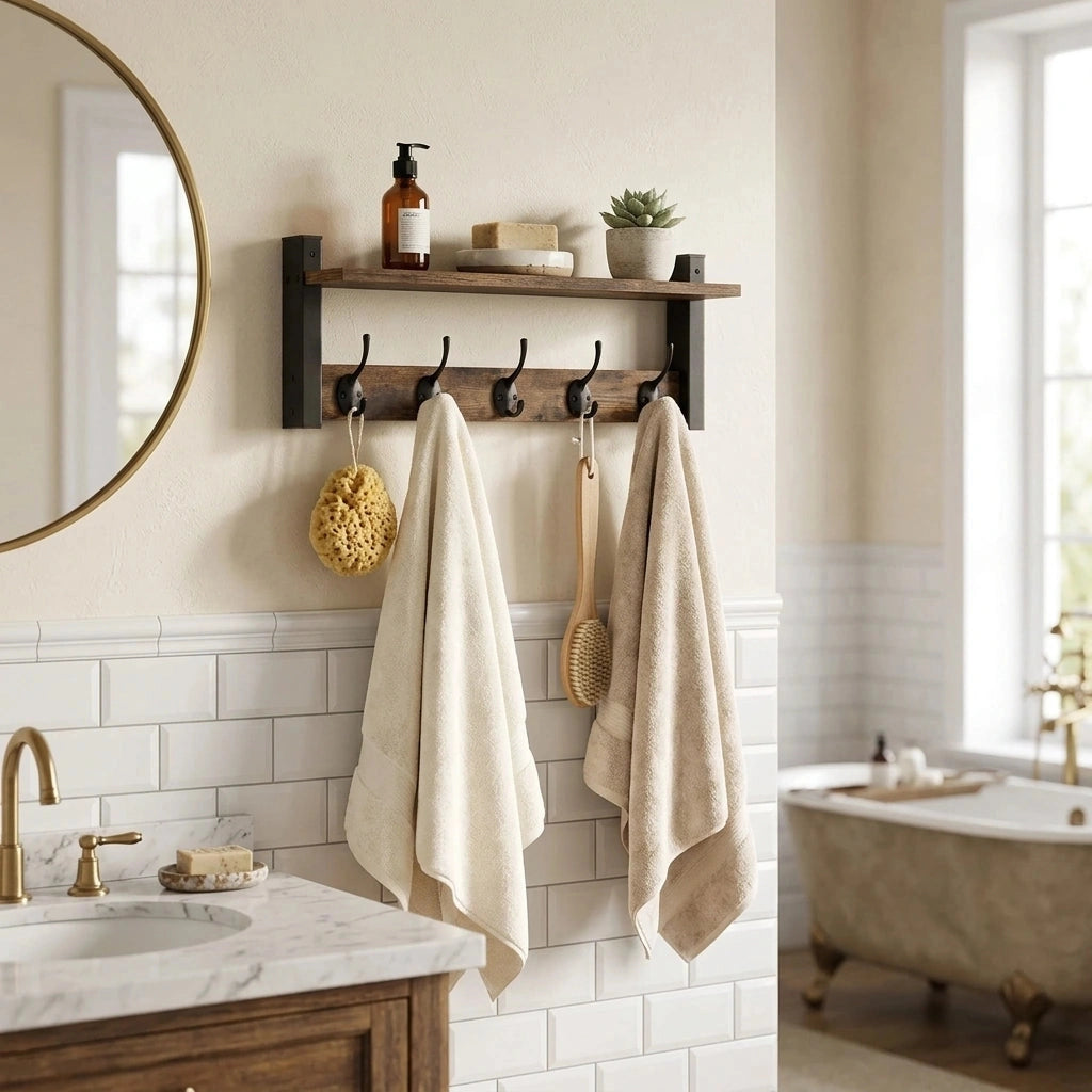 Porte-serviette Ancien En Bois 3