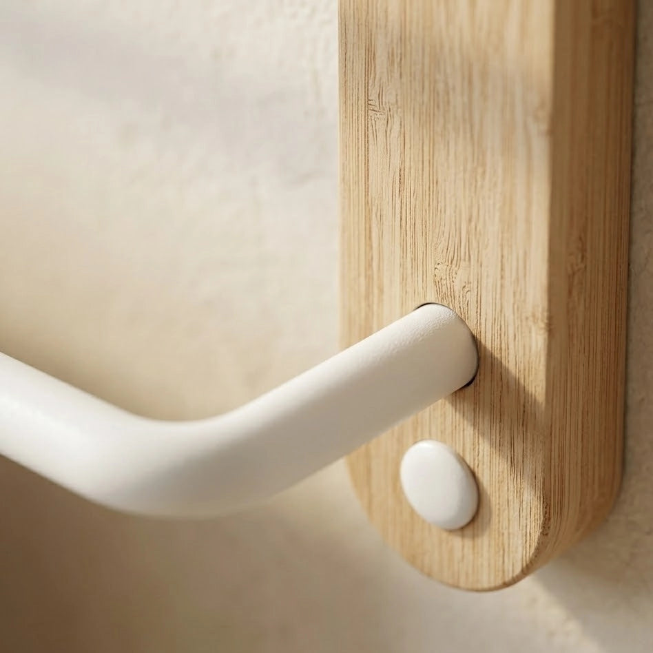 Porte-serviette Blanc Et Bois 2