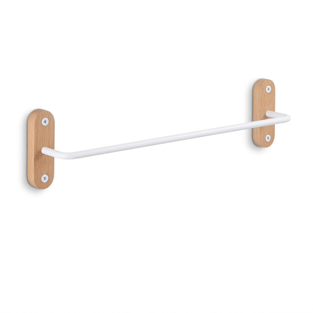 Porte-serviette Blanc Et Bois 4