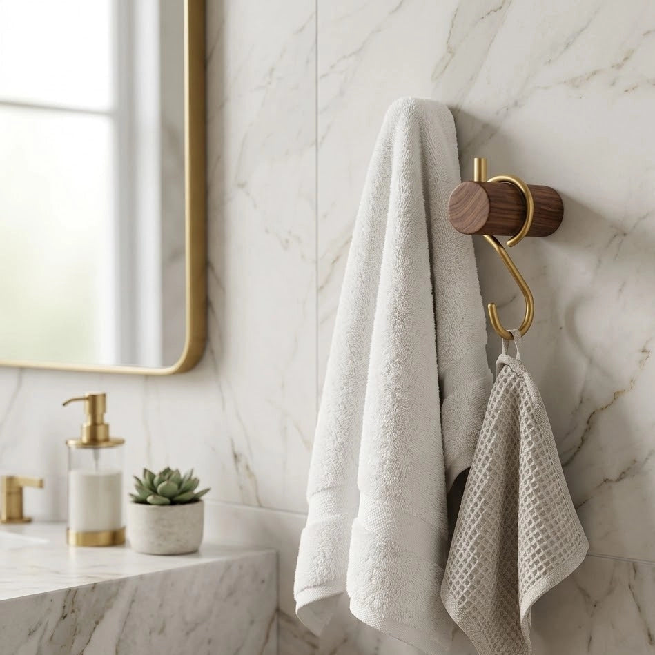 Porte-serviette Bois Laiton 4