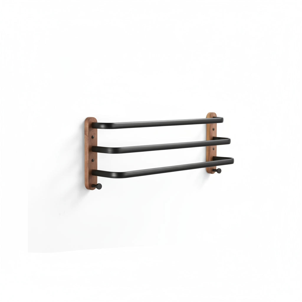 Porte-serviette Noir Et Bois 1