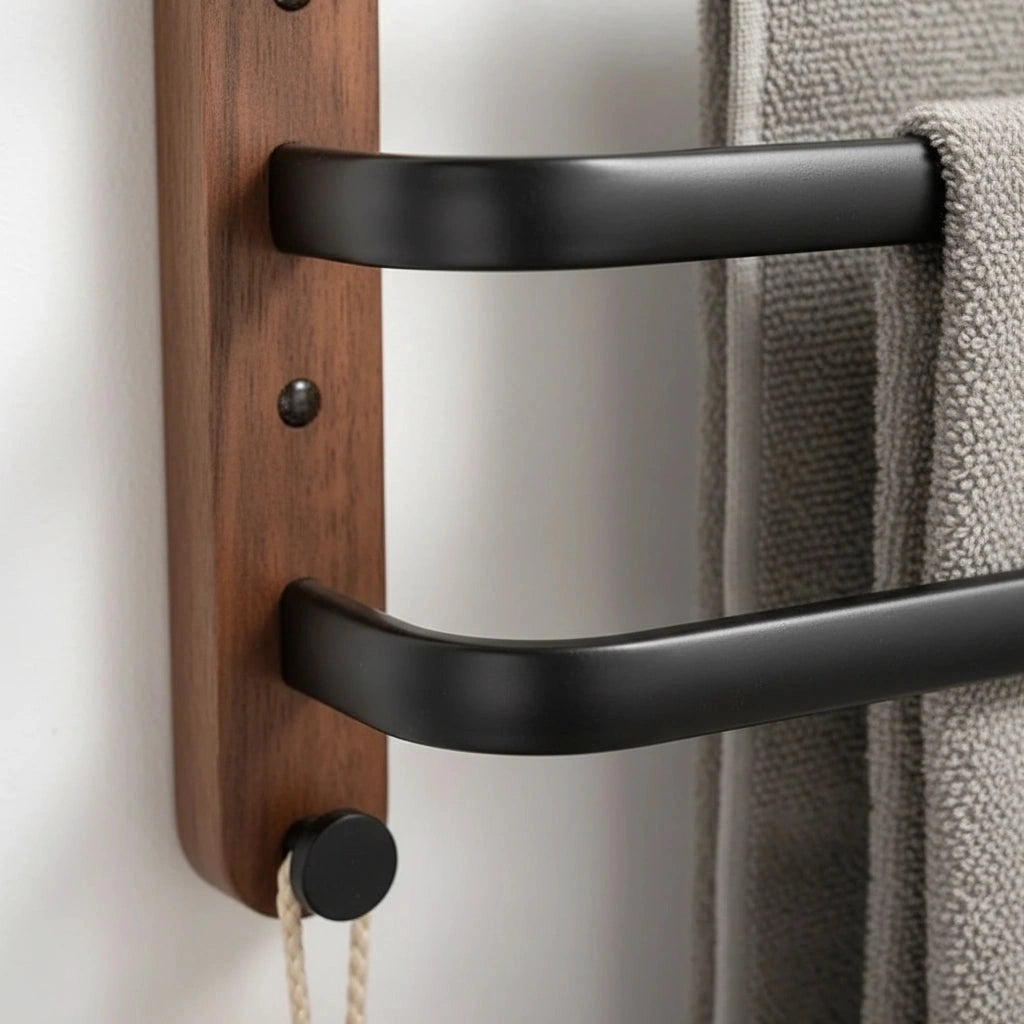 Porte-serviette Noir Et Bois 2