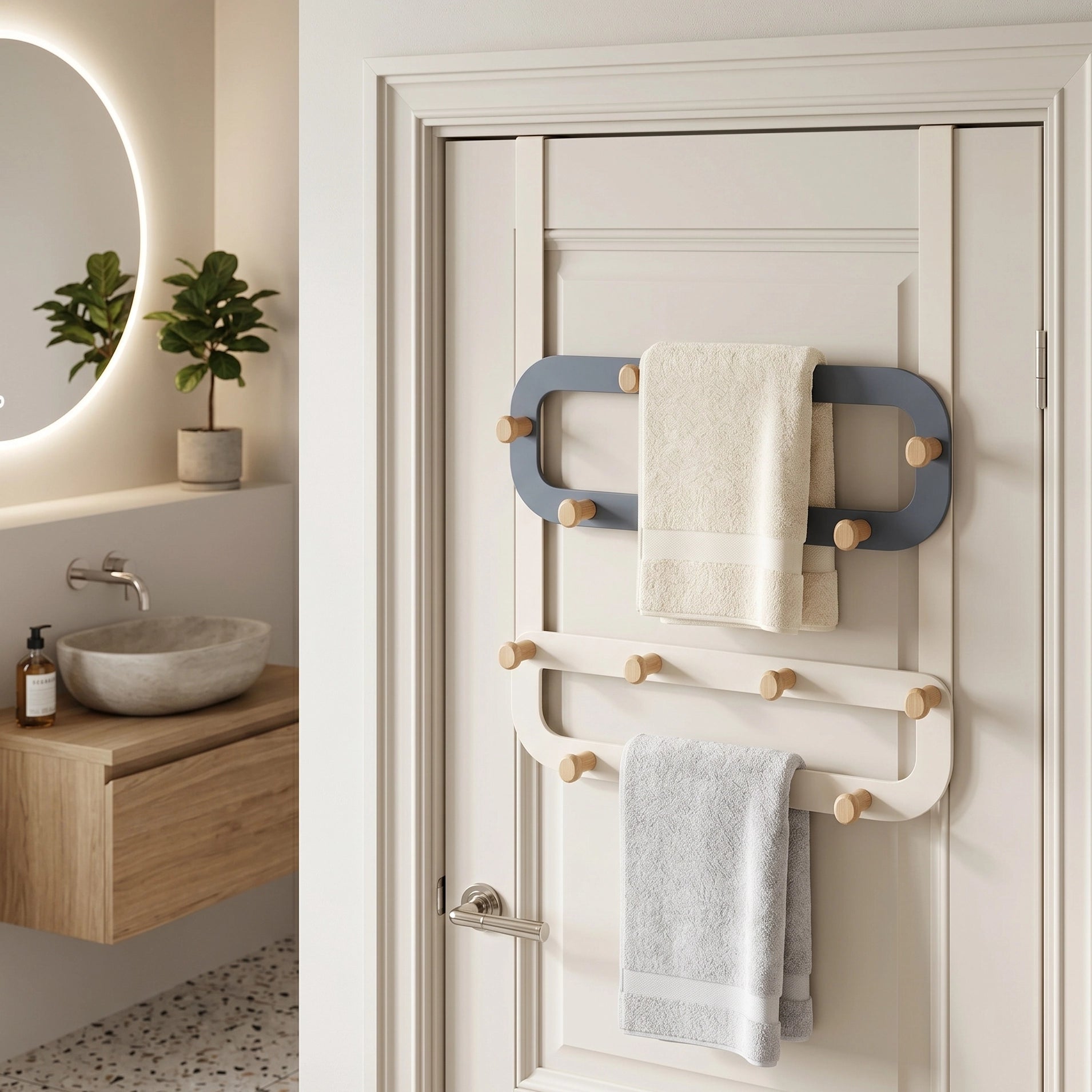 Porte-serviette Paroi Douche Bois 6
