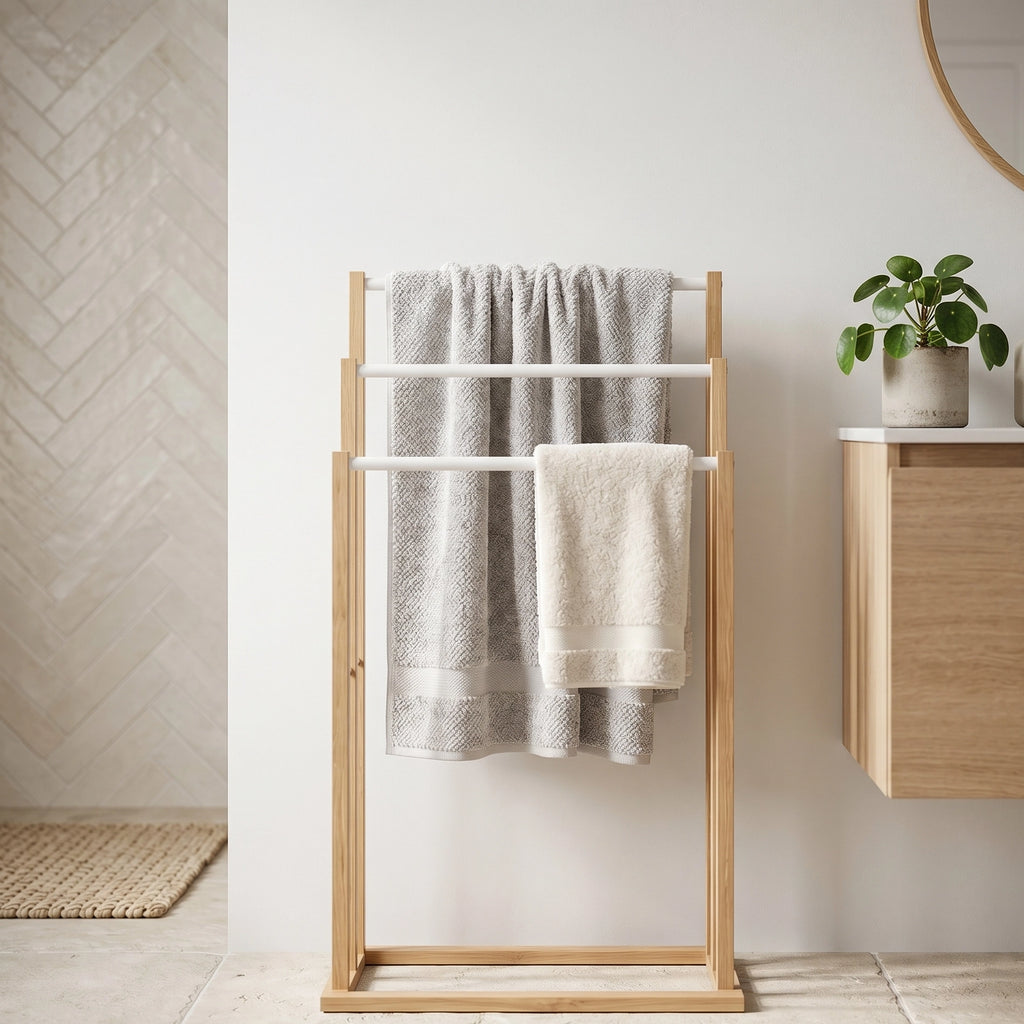 Porte-serviette Sur Pied En Bois 3